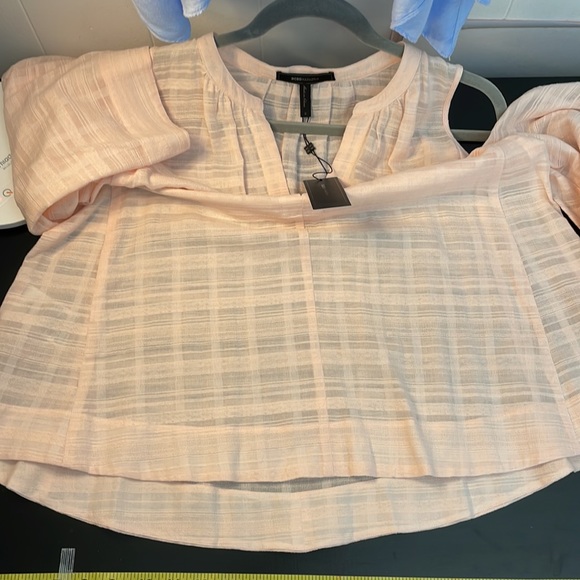 BCBGMaxazria ELIN Blouse Feminine Pink Peach Sheer Cotton Top S Beach NWT $158 - Picture 11 of 12